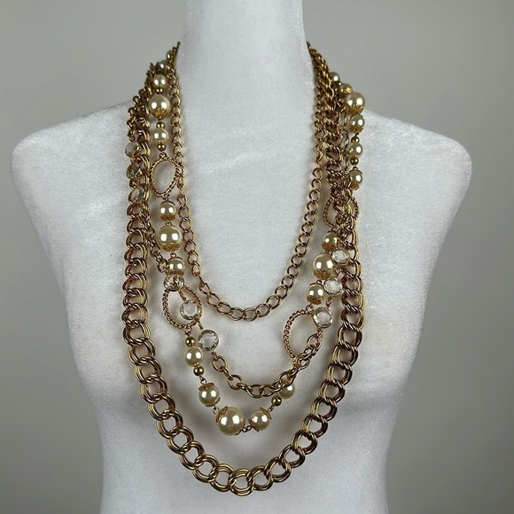Joan Rivers Jewelry - Joan Rivers Classics Signed Faux Pearl & Gold Tone Layered 4-in-1 Necklace NIB